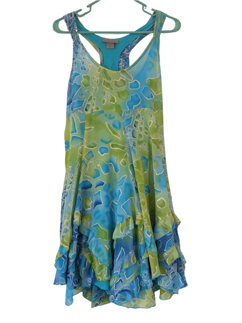 Peppermint Bay Blue & Green Patterned Sleeveless Dress